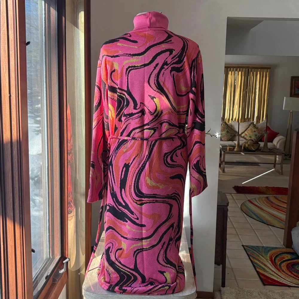 NWT Beautiful Zara Turtleneck pink, orange, black & lime green sweater dress. - Picture 3 of 11